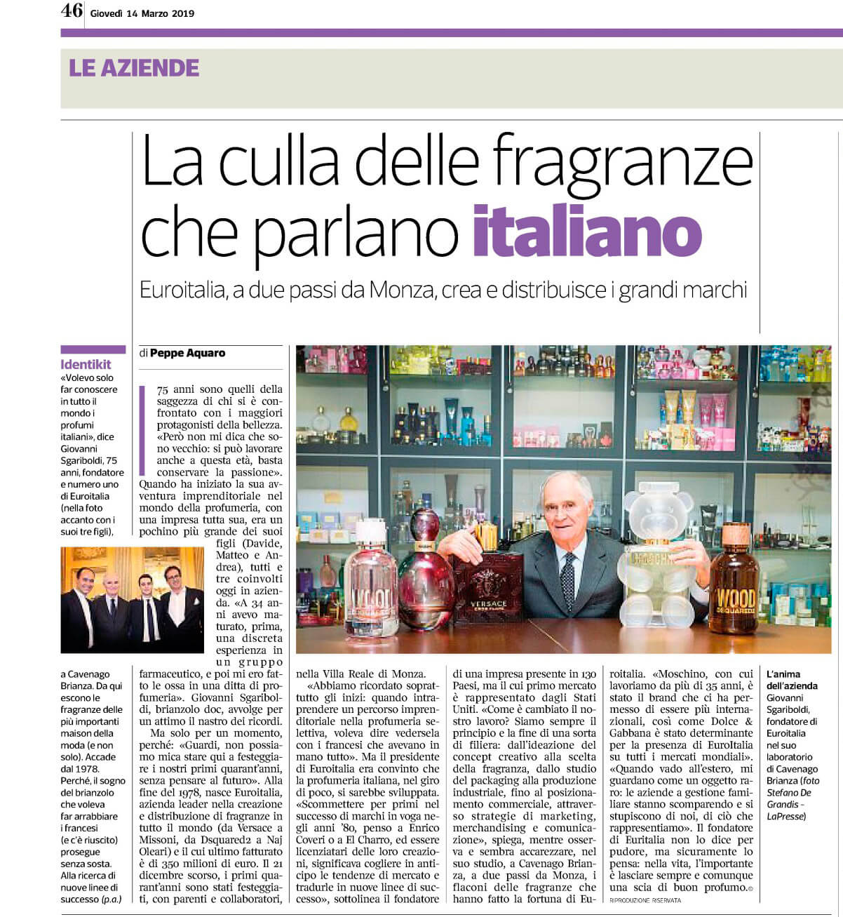 The interview with Giovanni Sgariboldi published in the Corriere della Sera newspaper.