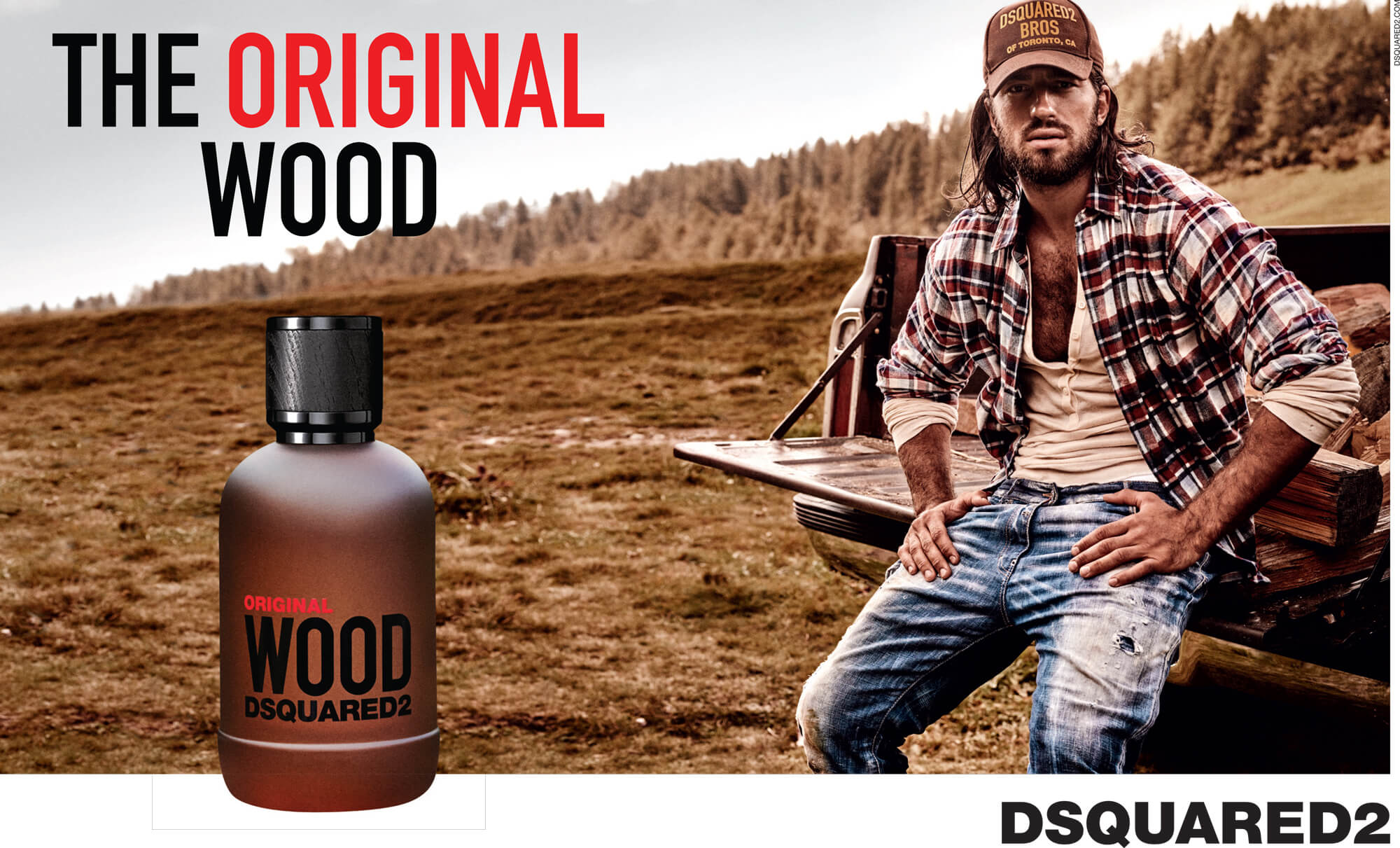 Advertising campaign for Original Wood, the new fragrance for him by Dsquared2.