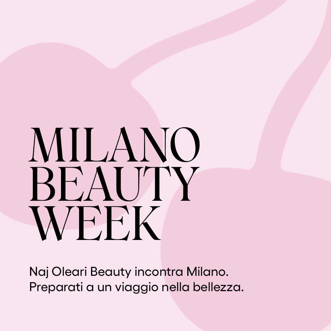 The flyer of Naj Oleari events during Milano Beauty Week.